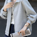 Casual Versatile Solid-Color Half-High Neck Coat