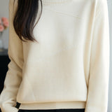 Casual Solid-Color Jacquard Texture Knitted Top
