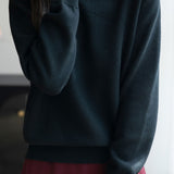 Casual Solid-Color Jacquard Texture Knitted Top