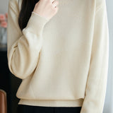 Casual Solid-Color Jacquard Texture Knitted Top