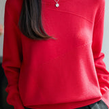 Casual Solid-Color Jacquard Texture Knitted Top