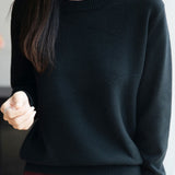 Casual Solid-Color Jacquard Texture Knitted Top