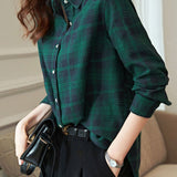 Casual Versatile Brushed Plaid Shirt - liwisi