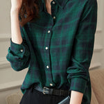 Casual Versatile Brushed Plaid Shirt - liwisi