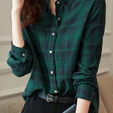 Casual Versatile Brushed Plaid Shirt - liwisi