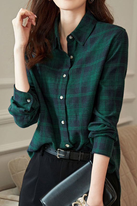 Casual Versatile Brushed Plaid Shirt - liwisi