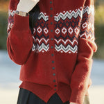 Casual Retro Color-Block Long-Sleeve Knitted Cardigan - liwisi