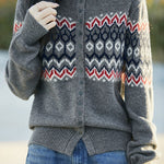 Casual Retro Color-Block Long-Sleeve Knitted Cardigan - liwisi