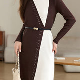 Casual Temperament Color-Block Knitted Dress