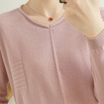 Casual Minimalist Pullover Solid-Color Long-Sleeve Knitted Top - liwisi
