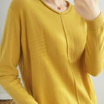 Casual Minimalist Pullover Solid-Color Long-Sleeve Knitted Top - liwisi