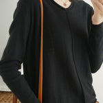Casual Minimalist Pullover Solid-Color Long-Sleeve Knitted Top - liwisi