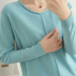 Casual Minimalist Pullover Solid-Color Long-Sleeve Knitted Top - liwisi