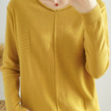 Casual Minimalist Pullover Solid-Color Long-Sleeve Knitted Top - liwisi