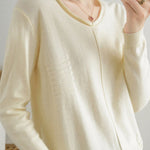 Casual Minimalist Pullover Solid-Color Long-Sleeve Knitted Top - liwisi