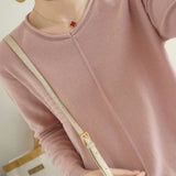 Casual Minimalist Pullover Solid-Color Long-Sleeve Knitted Top - liwisi