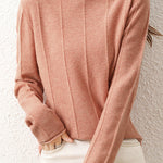 Casual High-Neck Solid-Color Ribbed Lurex Knitted Top - liwisi