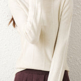 Casual High-Neck Solid-Color Ribbed Lurex Knitted Top - liwisi