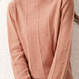 Casual High-Neck Solid-Color Ribbed Lurex Knitted Top - liwisi