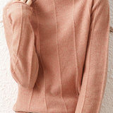 Casual High-Neck Solid-Color Ribbed Lurex Knitted Top - liwisi