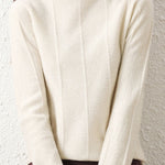 Casual High-Neck Solid-Color Ribbed Lurex Knitted Top - liwisi