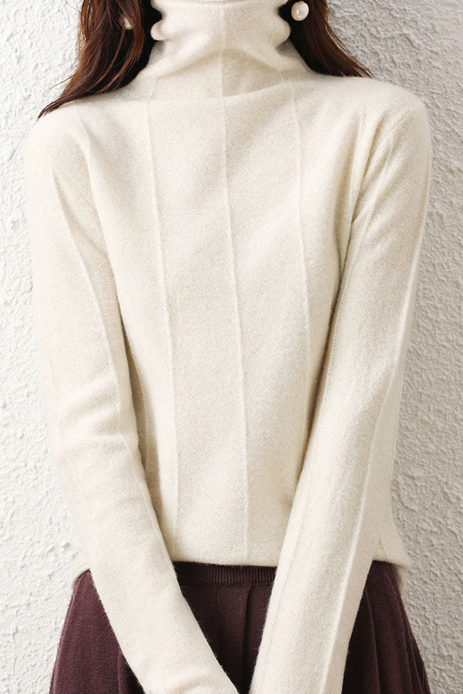 Casual High-Neck Solid-Color Ribbed Lurex Knitted Top - liwisi