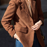 Casual Commuter Corduroy Long-Sleeve Regular-Shoulder Suit Jacket - liwisi