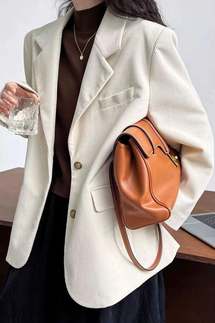 Casual Commuter Corduroy Long-Sleeve Regular-Shoulder Suit Jacket - liwisi