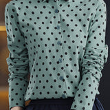 Casual Versatile Polka Dot Long-Sleeve Lapel Shirt
