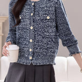 Casual Slub Yarn Frayed-Edge Knitted Cardigan - liwisi