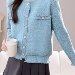 Casual Slub Yarn Frayed-Edge Knitted Cardigan - liwisi