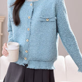 Casual Slub Yarn Frayed-Edge Knitted Cardigan - liwisi