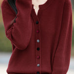Casual Color-Block Button V-Neck Knitted Cardigan - liwisi