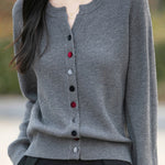 Casual Color-Block Button V-Neck Knitted Cardigan - liwisi