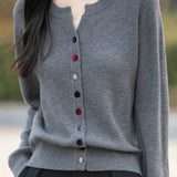 Casual Color-Block Button V-Neck Knitted Cardigan - liwisi