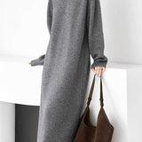 Casual Lazy Solid-Color Knitted Dress - liwisi