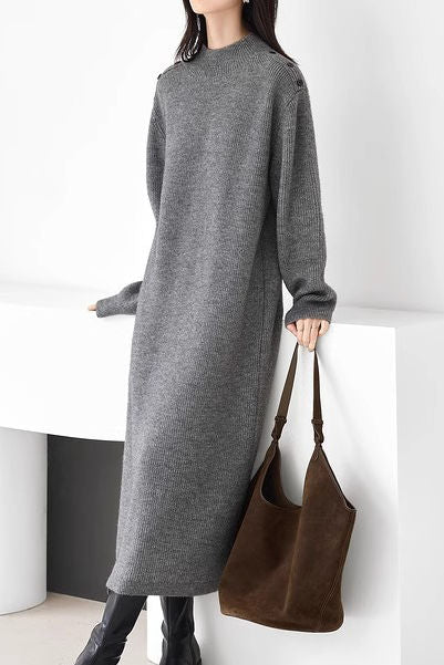 Casual Lazy Solid-Color Knitted Dress - liwisi