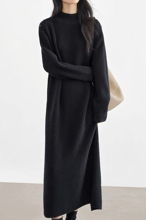 Casual Lazy Solid-Color Knitted Dress - liwisi