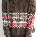 Casual Christmas Snowflake Ribbed Hooded Sweater - liwisi