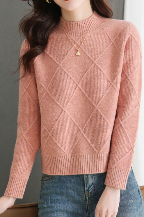 Half-High Neck Knit Base Layer Top - liwisi