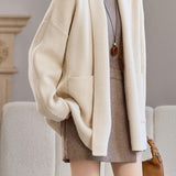 Casual Versatile Solid Color Open Cardigan without Buttons