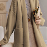 Casual Versatile Solid Color Open Cardigan without Buttons