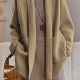 Casual Versatile Solid Color Open Cardigan without Buttons