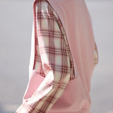 Casual Fake Two-Piece Plaid Pullover Hoodie