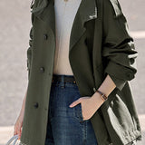 Casual Stand-Collar Double-Breasted Fake Two-Piece Coat