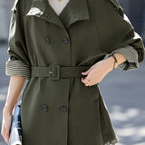 Casual Stand-Collar Double-Breasted Fake Two-Piece Coat