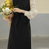 Casual Ruffled Crew Neck Fake Two-Piece Dress