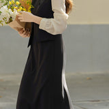 Casual Ruffled Crew Neck Fake Two-Piece Dress