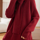 Casual Versatile Scarf-Collar Long Sweater