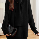 Casual Versatile Scarf-Collar Long Sweater